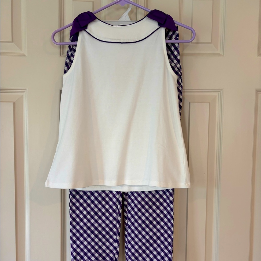 Perfect for a picnic or party! Purple & white gingham pants w/ coordinating top